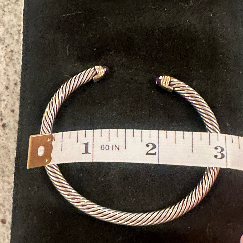 David Yurman sterling silver and gold cuff bracelet with amethyst